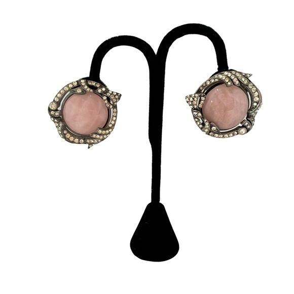 Rose Quartz Antique & Bling Clip On Earrings - Picture 3 of 5